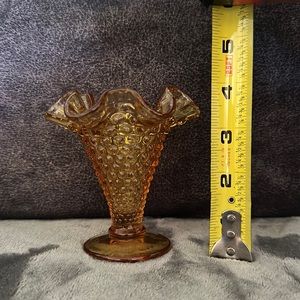 Vintage Amber Hobnail Glass Vase